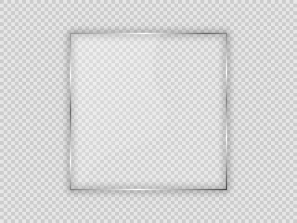 玻璃板 正方形框架 在透明的背景上隔离 矢量说明 — 图库矢量图片