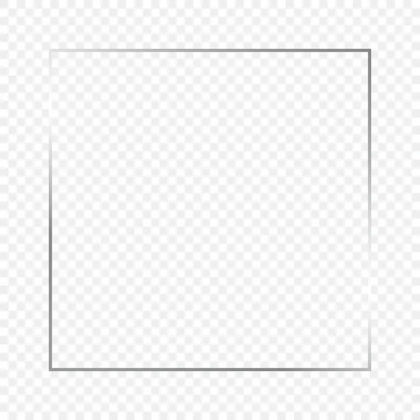 Silber Glühender Quadratischer Rahmen Isoliert Auf Transparentem Hintergrund Glänzender Rahmen — Stockvektor
