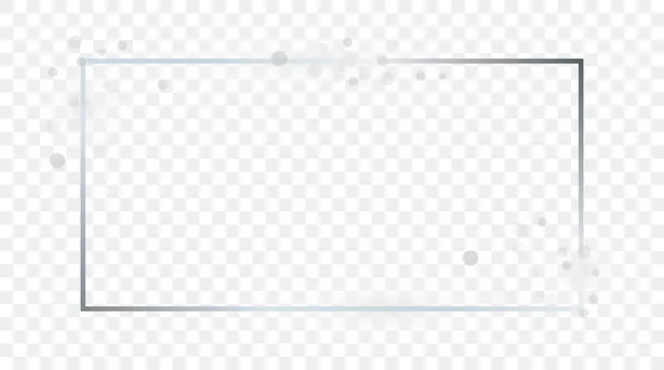 Marco Rectangular Brillante Plateado Con Destellos Aislados Sobre Fondo Transparente — Archivo Imágenes Vectoriales