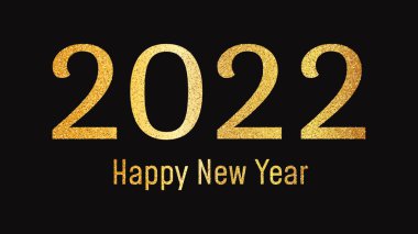2022 Mutlu Yıllar Altın Özgeçmişi. Noel bayramı tebrik kartı, el ilanı ya da posterleri için karanlığa altın parıltılı bir yazı iliştirilmiş soyut zemin. Vektör illüstrasyonu