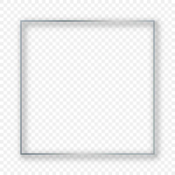 Silver Glowing Square Frame Shadow Isolated Transparent Background Shiny Frame — Stock Vector