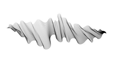 Beyaz zemin üzerinde monokrom dalga gradyan çizgileri olan soyut arkaplan. Modern teknoloji arka planı, dalga tasarımı. Vektör illüstrasyonu