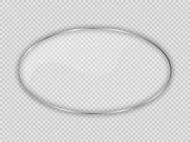 Oval çerçevedeki cam plaka şeffaf arkaplanda izole edilmiş. Vektör illüstrasyonu.