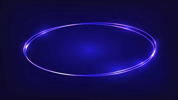 Karanlık Arka Planda Parlak Efektleri Olan Neon Çift Oval Çerçeve — Stok Vektör