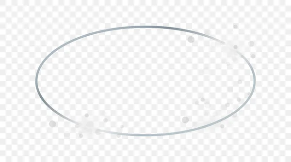 Cadre Ovale Brillant Argenté Avec Étincelles Isolées Sur Fond Transparent — Image vectorielle