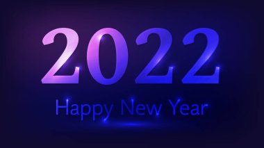 2022 Mutlu Yıllar Neon geçmişi. Noel tebrik kartı, el ilanı ya da posterleri için ışıkları olan soyut neon fon. Vektör illüstrasyonu