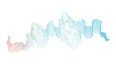 Beyaz zemin üzerinde yeşil ve turuncu dalga gradyan çizgileri olan soyut arkaplan. Modern teknoloji arka planı, dalga tasarımı. Vektör illüstrasyonu