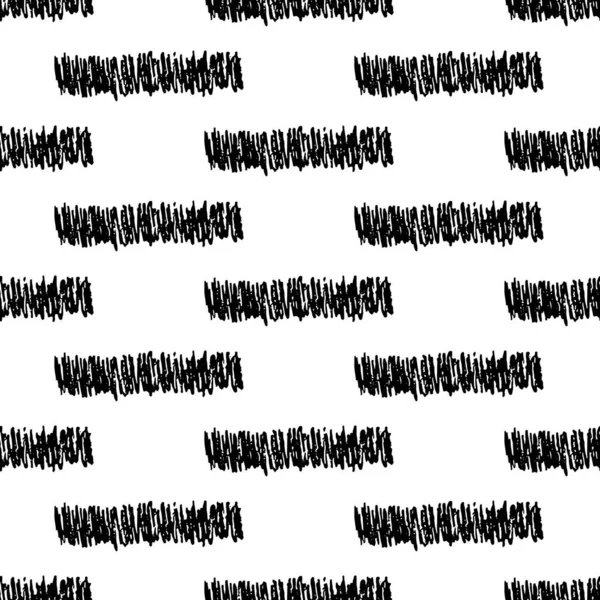Nahtloses Muster Mit Schwarzen Pinselstrichen Abstrakten Formen Auf Weißem Hintergrund — Stockvektor