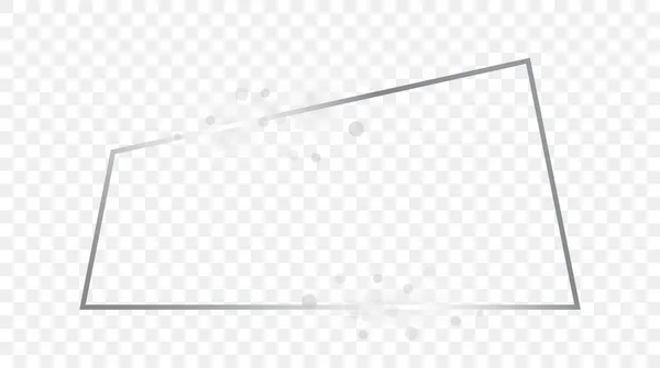 Zilver Gloeiend Trapeziumvormige Frame Met Glitters Geïsoleerd Transparante Achtergrond Glanzend — Stockvector