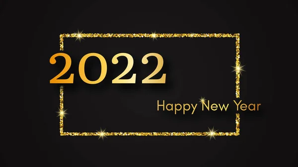 2022年新年背景 圣诞贺卡 传单或招贴画的金光闪闪的矩形金字 矢量说明 — 图库矢量图片