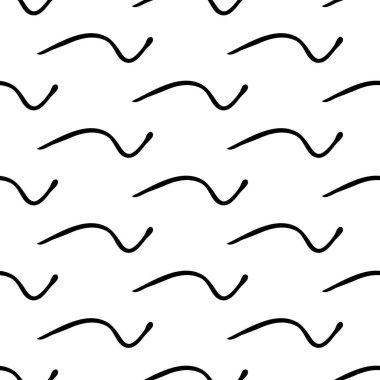 Beyaz arka planda siyah el çizgileri olan kusursuz desenler. Soyut grunge dokusu. Vektör illüstrasyonu