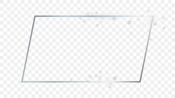 Серебряный Светящийся Прямоугольный Каркас Блестками Изолированными Прозрачном Фоне Блестящая Рамка — стоковый вектор