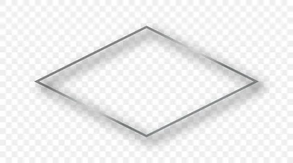 Срібна Сяюча Рамка Ромба Тіні Ізольована Прозорому Фоні Блискуча Рамка — стоковий вектор