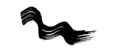 Siyah dalgalı grunge fırça darbesi. Boyalı mürekkep şeridi. Mürekkep lekesi beyaz arkaplanda izole edilmiş. Vektör illüstrasyonu