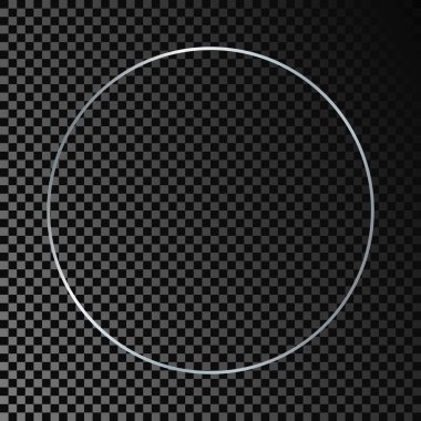 Koyu şeffaf arkaplanda gümüş parlayan daire çerçevesi izole. Parlak efektli parlak bir çerçeve. Vektör illüstrasyonu