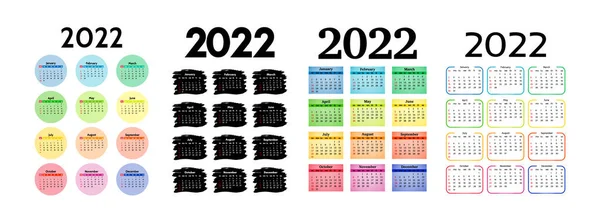 一组四个2022年垂直日历 在白色背景上隔离 周日到周一 业务模板 矢量说明 — 图库矢量图片