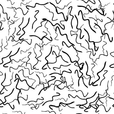 Beyaz arka planda siyah el çizgileri olan kusursuz desenler. Soyut grunge dokusu. Vektör illüstrasyonu