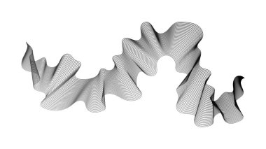 Beyaz zemin üzerinde monokrom dalga gradyan çizgileri olan soyut arkaplan. Modern teknoloji arka planı, dalga tasarımı. Vektör illüstrasyonu