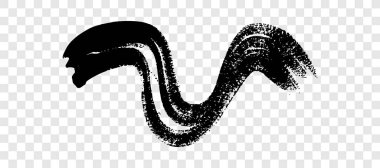 Siyah dalgalı grunge fırça darbesi. Boyalı mürekkep şeridi. Mürekkep lekesi şeffaf arkaplanda izole edilmiş. Vektör illüstrasyonu