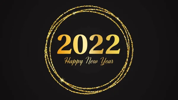 2022 Szczęśliwego Nowego Roku Złoty Napis Złotym Kręgu Brokatu Świąteczne — Wektor stockowy