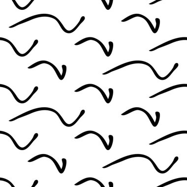 Beyaz arka planda siyah el çizgileri olan kusursuz desenler. Soyut grunge dokusu. Vektör illüstrasyonu