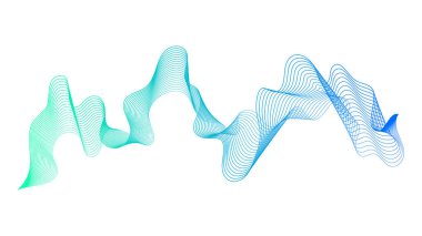 Beyaz zemin üzerinde mavi dalga gradyan çizgileri olan soyut arkaplan. Modern teknoloji arka planı, dalga tasarımı. Vektör illüstrasyonu