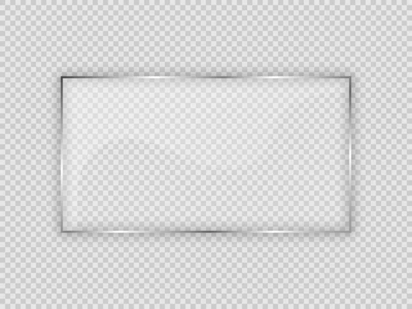 Glass Plate Rectangular Frame Isolated Transparent Background Vector Illustration — Stock Vector