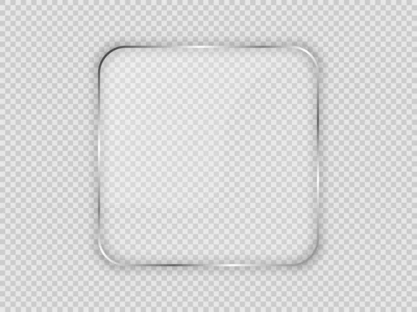 Glasplatta Rundad Fyrkantig Ram Isolerad Transparent Bakgrund Vektorillustration — Stock vektor