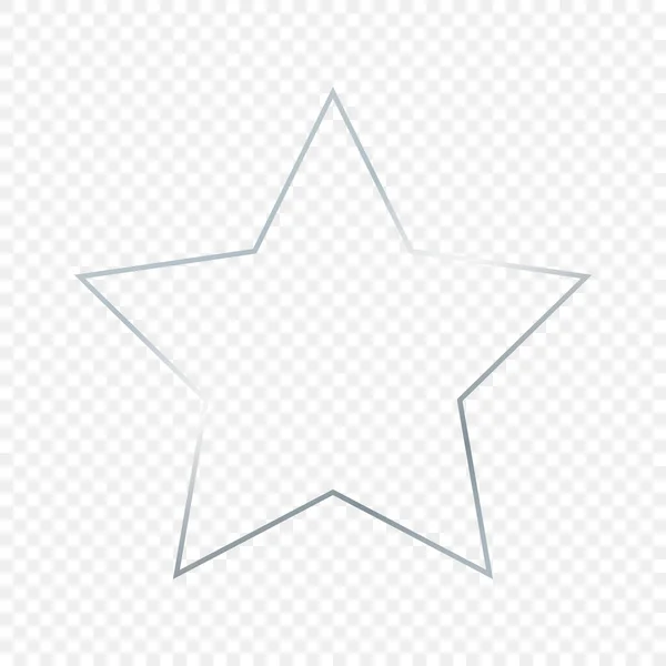 Stříbrná Zářící Hvězda Rám Izolovaný Průhledném Pozadí Lesklý Rám Zářivými — Stockový vektor