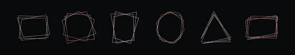 Set Von Sechs Geometrischen Polygonalen Rahmen Aus Roségold Mit Glänzenden — Stockvektor