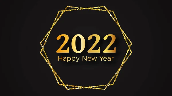 2022 Szczęśliwego Nowego Roku Złoty Napis Złoty Brokat Świąteczną Kartkę — Wektor stockowy