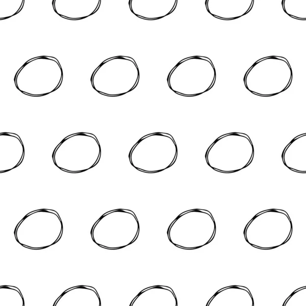 Απρόσκοπτη Μοτίβο Μαύρο Σκίτσο Ζωγραφισμένο Χέρι Πινέλο Μουτζούρες Κύκλους Σχήμα — Διανυσματικό Αρχείο