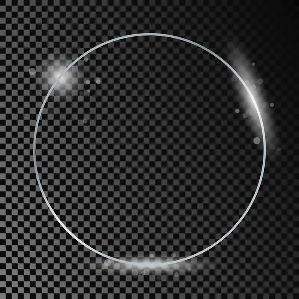 银光闪闪的圆形框架与火花隔离在黑暗透明的背景 具有发光效果的新框架 矢量说明 — 图库矢量图片