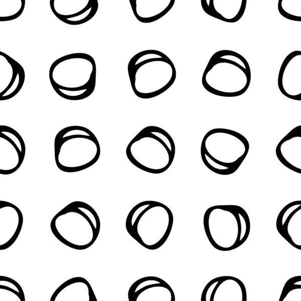Płynny Wzór Czarnym Szkicem Ręcznie Rysowane Okrągły Kształt Białym Tle — Wektor stockowy