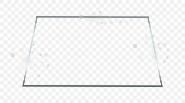 Срібна Рамка Трапецієподібної Форми Блискітками Ізольована Прозорому Фоні Блискуча Рамка — стоковий вектор