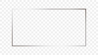 Şeffaf arkaplanda gümüş parıldayan dikdörtgen şekilli çerçeve izole edilmiş. Parlak efektli parlak bir çerçeve. Vektör illüstrasyonu