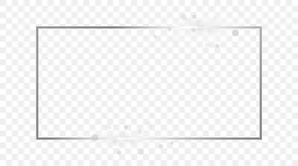 Marco Rectangular Brillante Plateado Con Destellos Aislados Sobre Fondo Transparente — Archivo Imágenes Vectoriales