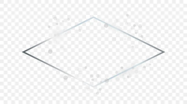 Silver Glödande Romb Form Ram Med Gnistrar Isolerad Transparent Bakgrund — Stock vektor