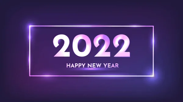 2022 Bonne Année Fond Néon Cadre Rectangulaire Néon Aux Effets — Image vectorielle
