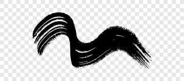 Siyah dalgalı grunge fırça darbesi. Boyalı mürekkep şeridi. Mürekkep lekesi şeffaf arkaplanda izole edilmiş. Vektör illüstrasyonu