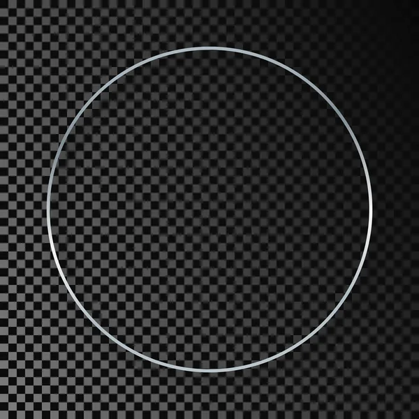 Zilverkleurig Gloeiend Cirkelframe Met Schaduw Geïsoleerd Donkere Transparante Achtergrond Glanzend — Stockvector