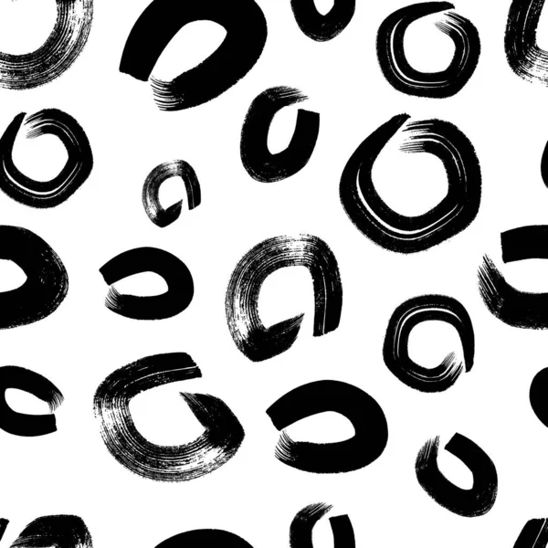 无缝隙图案 黑色素描手绘笔迹圆形 白色背景 抽象的磨擦纹理 矢量说明 — 图库矢量图片