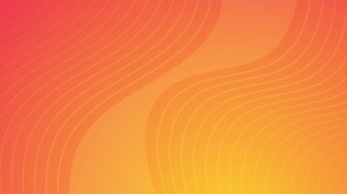 Dalgalı çizgileri olan modern renkli bir arkaplan. Turuncu geometrik soyut sunum arkaplanı. Vektör illüstrasyonu