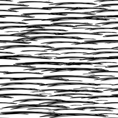 Beyaz arka planda soyut şekillerde siyah kalem fırça darbeleriyle kusursuz desen. Vektör illüstrasyonu