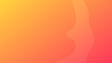 Dalgalı çizgileri olan modern renkli bir arkaplan. Turuncu geometrik soyut sunum arkaplanı. Vektör illüstrasyonu