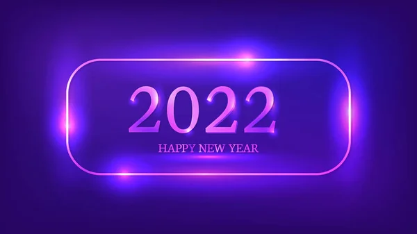 2022 Bonne Année Fond Néon Cadre Rectangulaire Arrondi Néon Avec — Image vectorielle