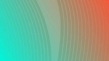 Dalgalı çizgileri olan modern renkli bir arkaplan. Yeşil ve turuncu geometrik soyut sunum arkaplanı. Vektör illüstrasyonu