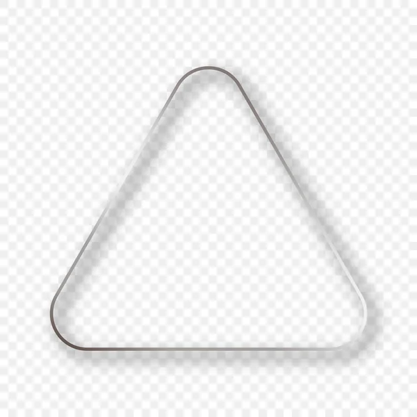 Marco Triangular Redondeado Brillante Plateado Con Sombra Aislada Sobre Fondo — Vector de stock