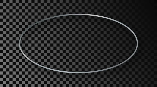Срібна Сяюча Овальна Рамка Тіні Ізольована Темному Прозорому Фоні Блискуча — стоковий вектор