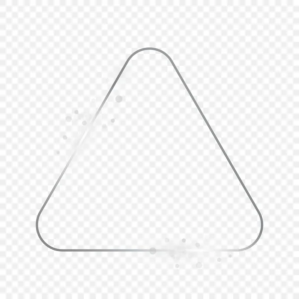 Marco Triangular Redondeado Brillante Plateado Con Destellos Aislados Sobre Fondo — Vector de stock